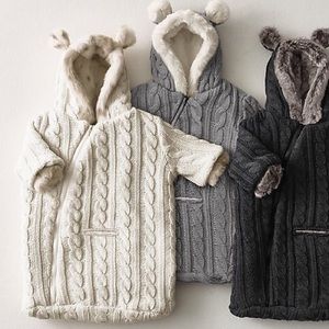 Restoration Hardware Baby Cable knit & Fur bunting